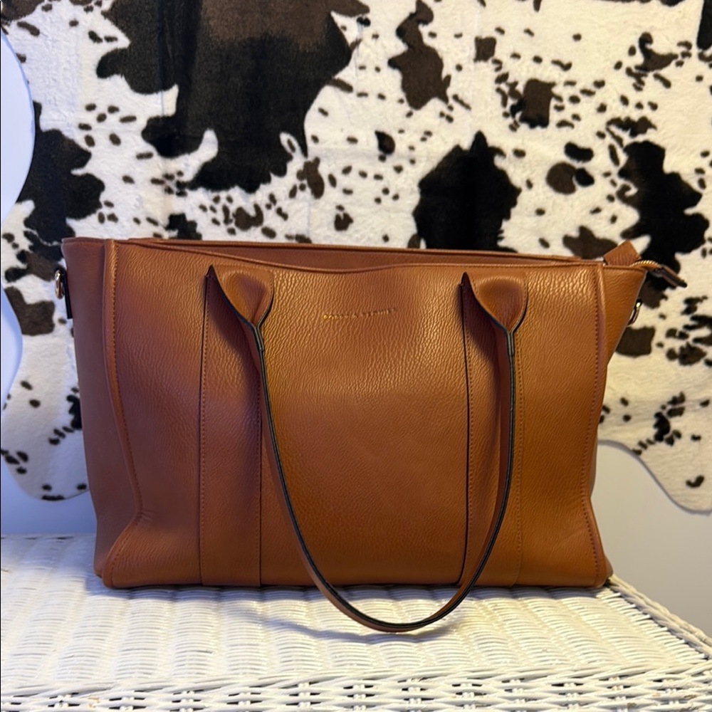 Poppy & Peonies Multitasker Tote Bag in Cognac